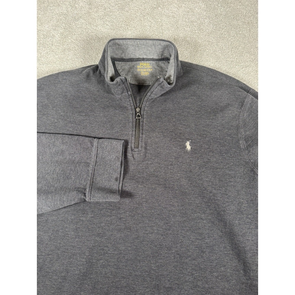 Polo Ralph Lauren Mens Charcoal 1/4 Zip Pullover Sweater XXL Preppy Classic **